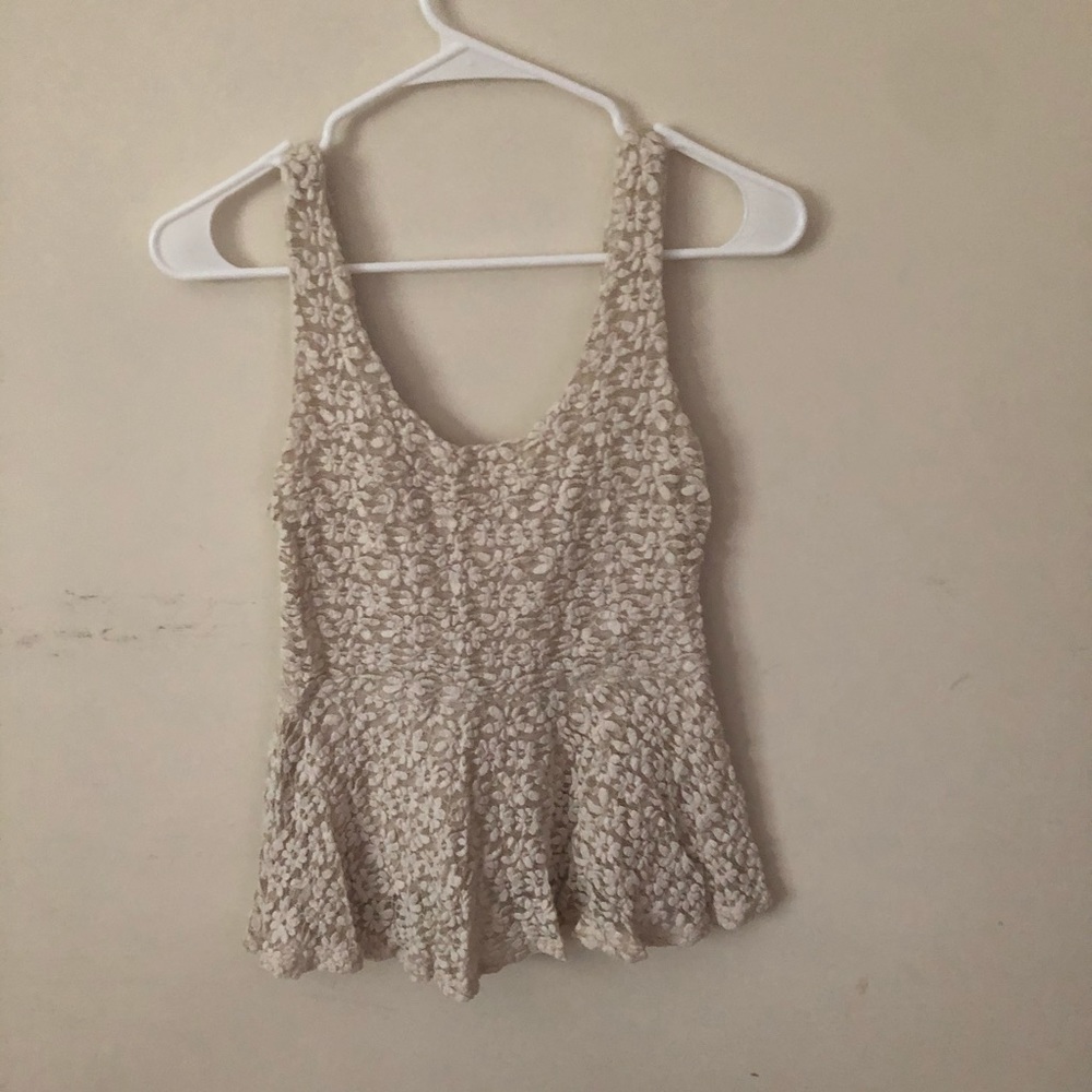 Urban outfitters cream peplum tanktop (M)